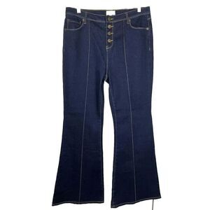 NWOT ModCloth Button Fly High-Rise Dramatic Flare Leg Jeans Womens Size XL 34x32